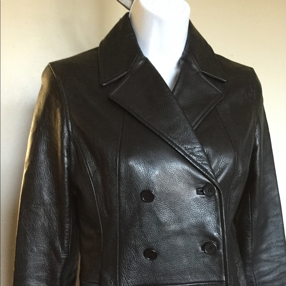 EMANUEL UNGARO SZ P Black Leather Jacket 2x breast